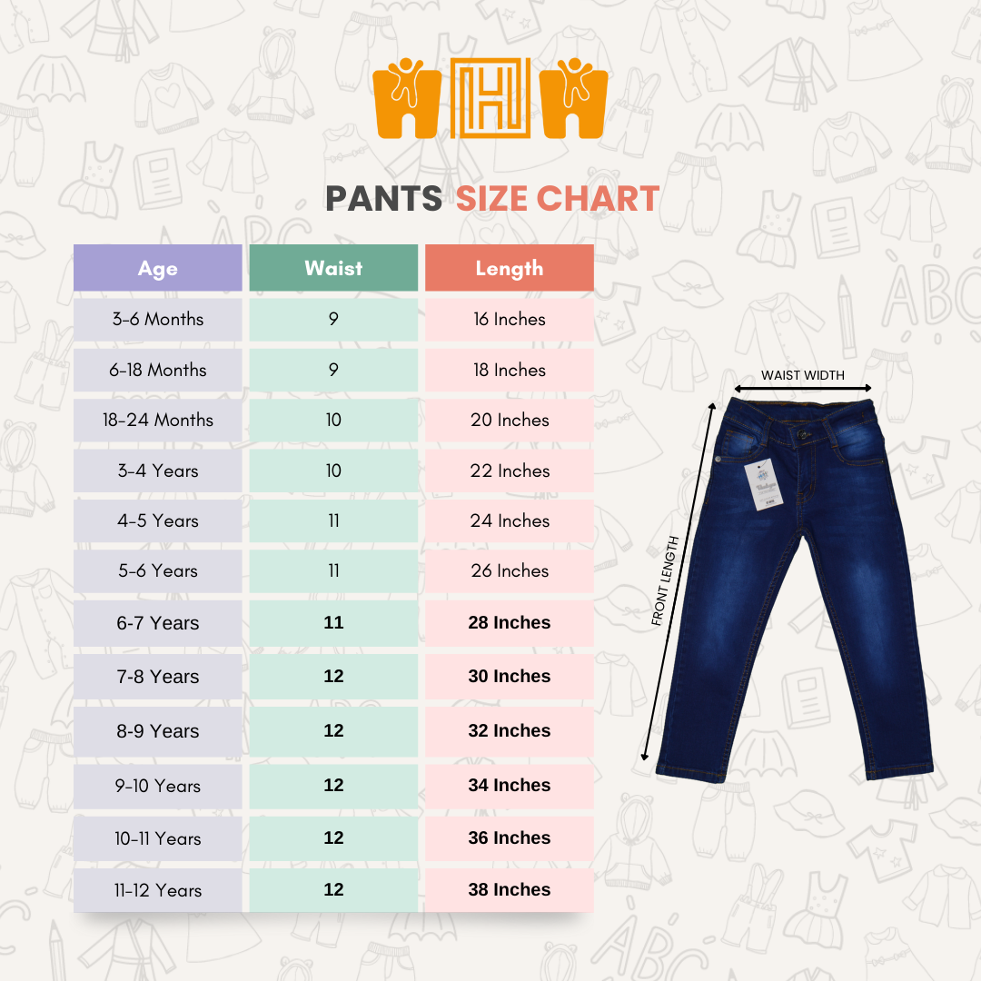 Denim & Cotton Pants Size Guide: