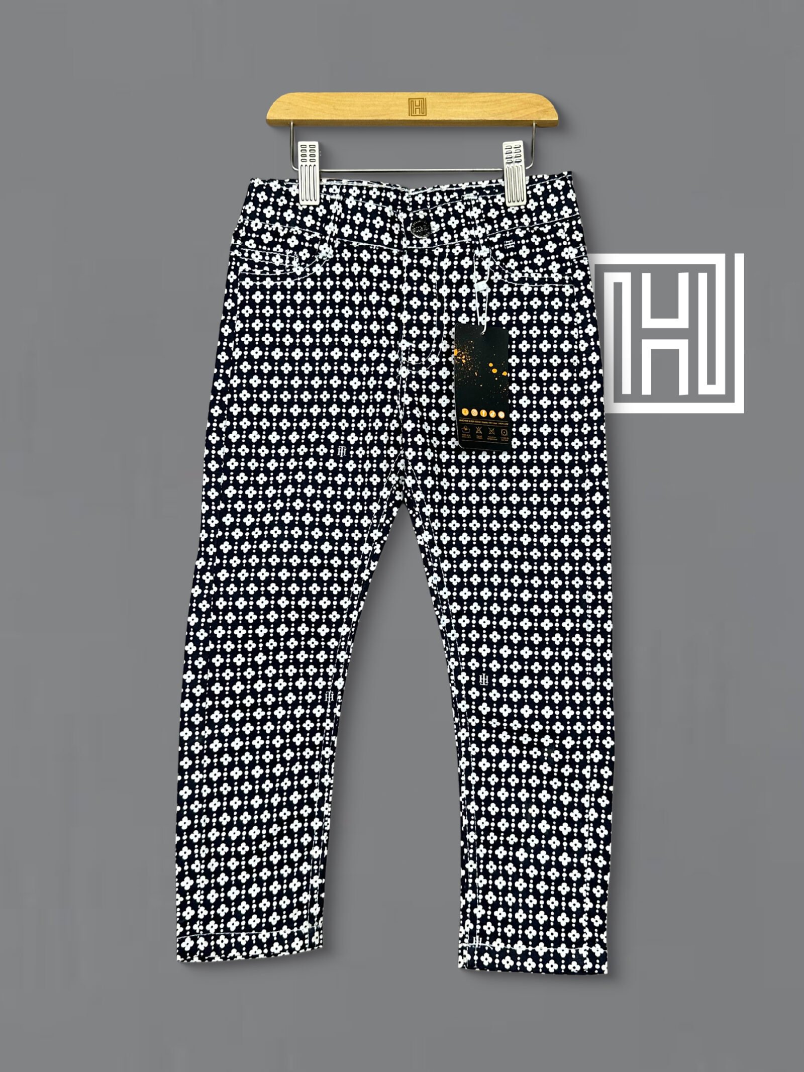 Black Printed Cotton Pant D02-Designer Series