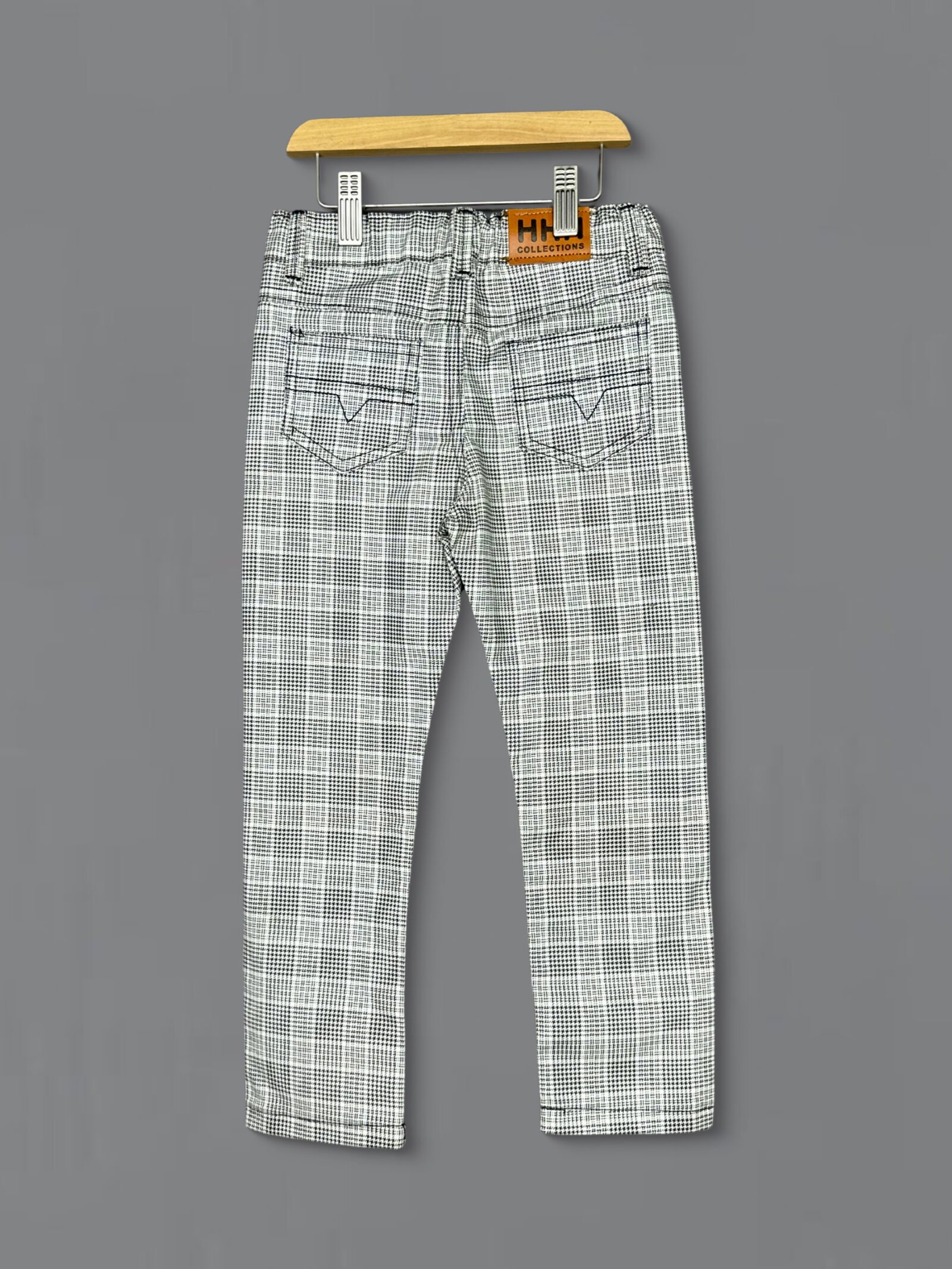 Premium Brownish Creamy White Checkered Cotton Pant - Image 4