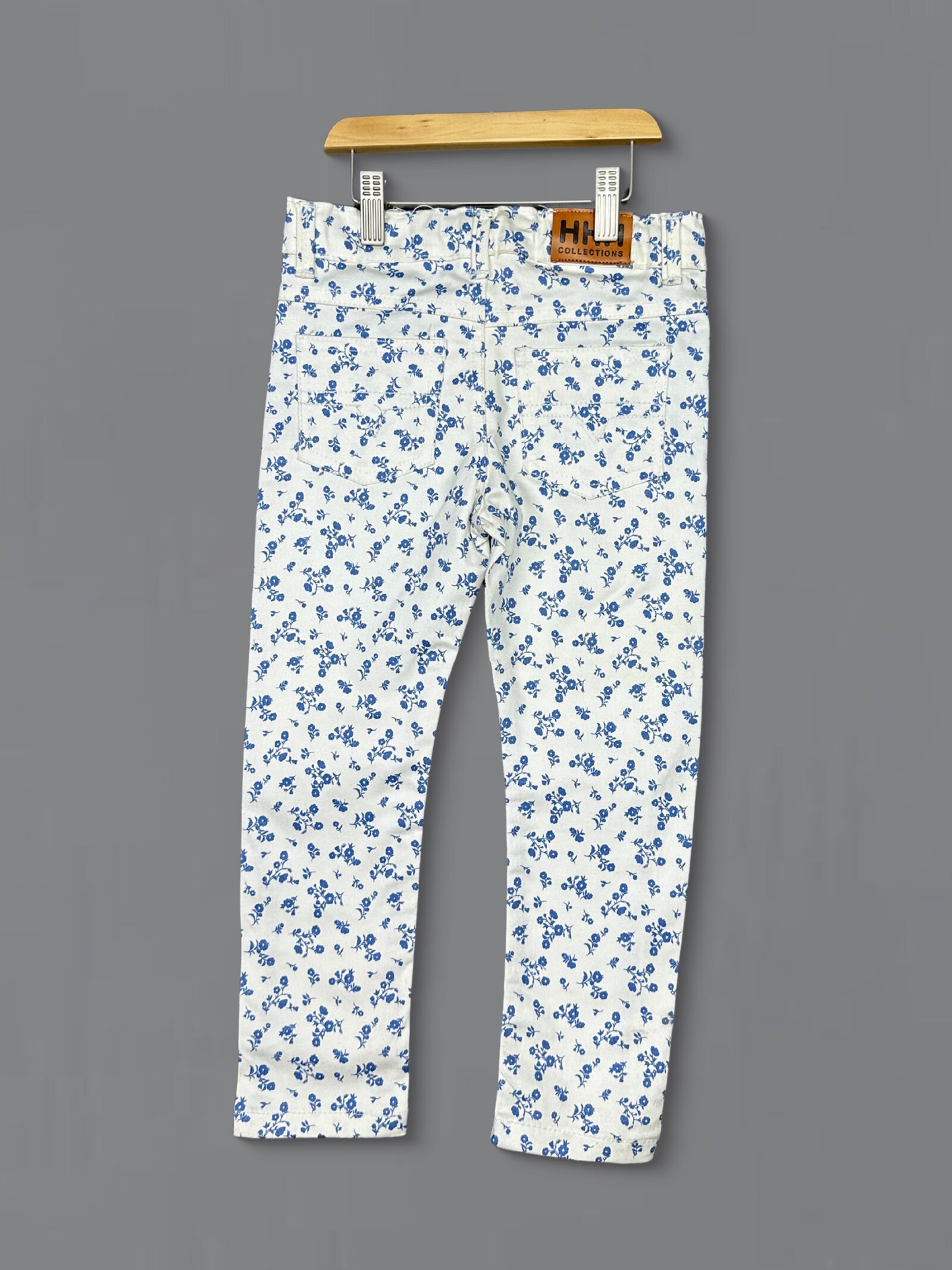 Premium White Floral Printed Cotton Pant - Image 4