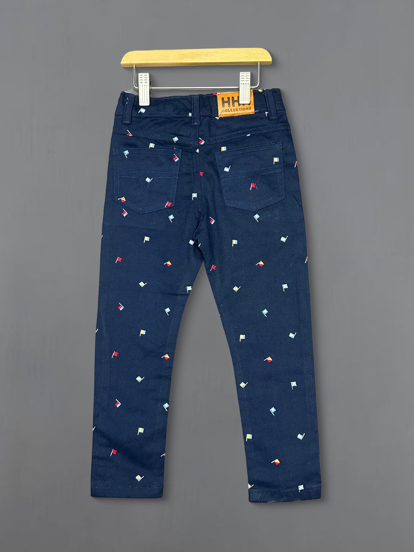 Dark Blue Flags Printed Cotton Pant D13- Designer Series - Image 4